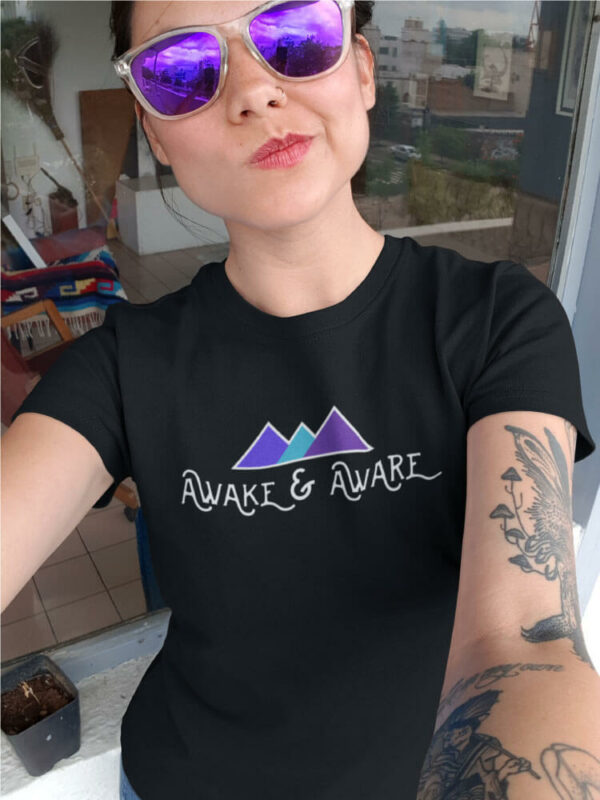 AwakeNAware.com-Awake-&-Aware-Selfie-Girl-Wearing-a-Philosophers-Stone-T-Shirt