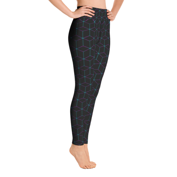 Black Geometric Patterned Yoga Pants - Image 4
