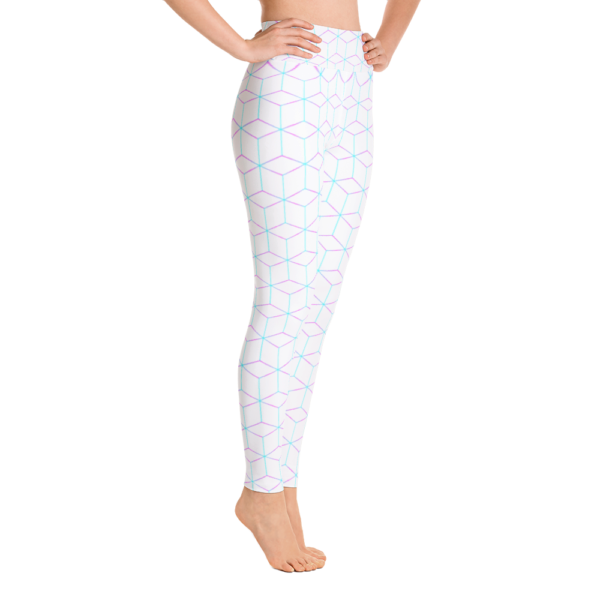 White Geometric Patterned Yoga Pants - Image 4