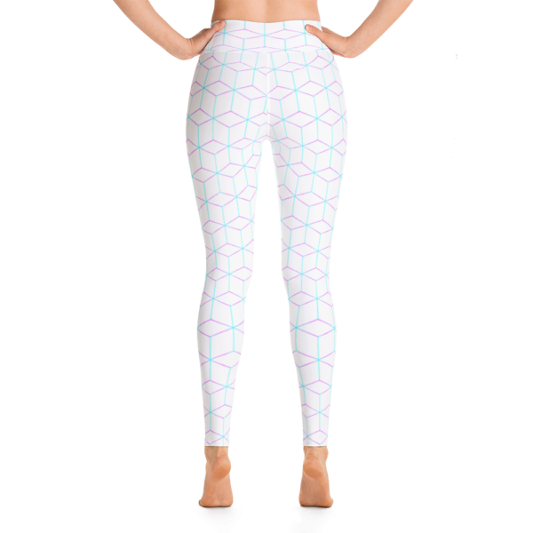 White Geometric Patterned Yoga Pants - Image 6