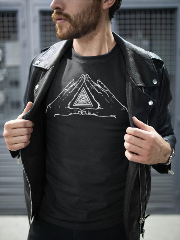 AwakenAware.com-Awake-&-Aware-Guy-Wearing-Benediction-Black-Blessings-TShirt-and-Leather-Jacket