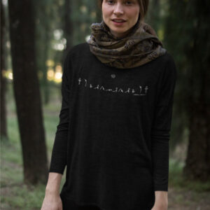 AwakenAware.com-Awake-&-Aware-Sun-Salutation-girl-wearing-a-bella-flowie-canvas-long-sleeve-tee-mockup-in-the-woods-a17921