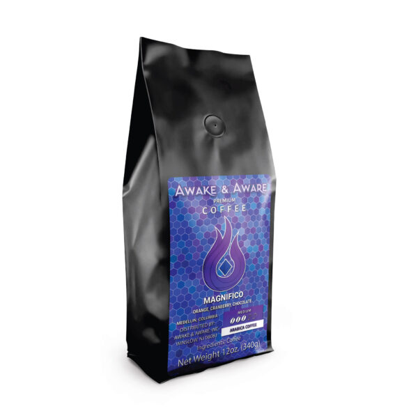 Awake-&-Aware-Maginifico-(Medellin,-Columbia)-12oz-Single-Origin-Coffee-Bag-with-Label-1