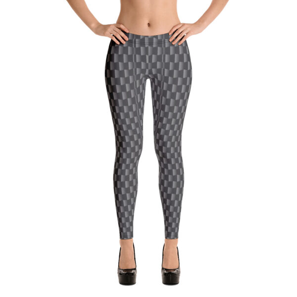 AwakenAware.com Awake & Aware Women Wearing Carbon Fiber Print Leggings and Heels