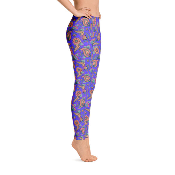 Blue Paisley Yoga Leggings - Image 4
