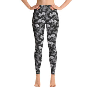Black & White Floral Yoga Pants