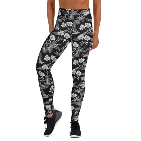 Black & White Floral Yoga Pants - Image 5