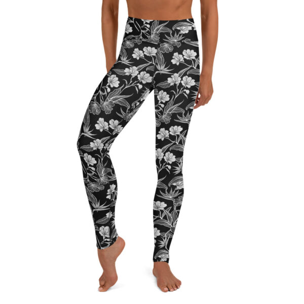 Black & White Floral Yoga Pants - Image 6