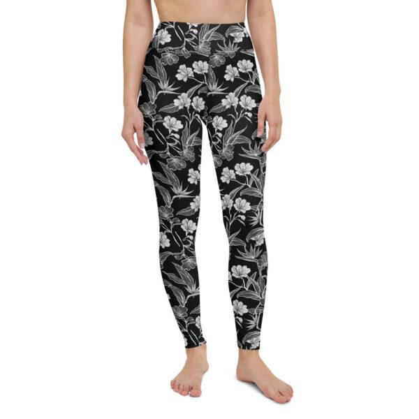 Black & White Floral Yoga Pants - Image 7